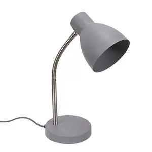 ValueLights Keela Grey Adjustable Flexi Neck Desk Lamp Task Reading Light for Living Room office - LED Bulb Included