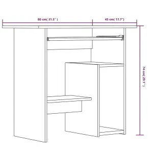 Berkfield Desk Grey Sonoma 80x45x74 cm Engineered Wood