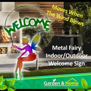 Garden Fairy Sign Metal Fairy Welcome-Hanging Decoration