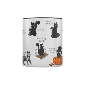 Grindstore Behaviour Of A Spooky Cat Two Tone Mug White/Dark Grey/Black (One Size)