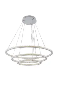 Luminosa BRYANT LED 3 Ring Pendant Ceiling Light White 6840lm 3000K 80x2+40x2cm