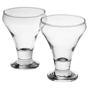 Queensway Home & Dining 305ml 2 Pcs Clear Glass Footed Dessert Bowl Ice Cream Sundae Fruit Cocktail Salad Cups  Set