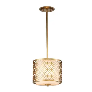 Luminosa Ziggy Cylindrical Pendant Ceiling Light, Lacquered Gold