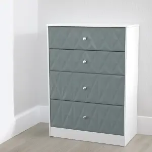 San Jose Ready assembled Duck egg blue & white 4 Drawer Chest (H)1063mm (W)766mm (D)395mm