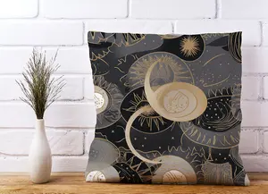 Abstract Silver Gold Sun and Moon Cushions 45cm x 45cm