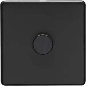 1 Gang Rotary Dimmer Switch 2 Way LED SCREWLESS MATT BLACK Light Dimming Wall