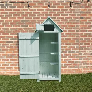 Outdoor Bideford Garden Wooden Storage Cabinet Tool Shed - Green