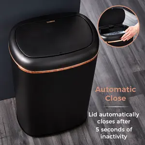 Cavaletto Steel Open Rubbish Bin - 58L Black / Rose Gold