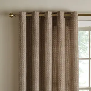 Textured Thermal Insulating Eyelet Curtains (Set of 2) Natural / 168" W x 137" D