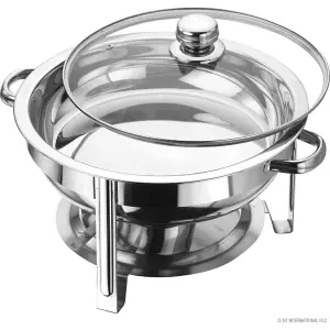 MantraRaj Stainless Steel Round Chafing Dish 8.5L Buffet Dish Party Food Warmer with Glass Lid Serving for Banquet, Dinners, Party