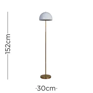 ValueLights Dargai Contemporary Gold & White Mushroom Floor Lamp - Includes 6w LED Golfball Bulb 3000K Warm White