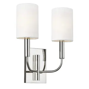 Elstead Brianna 2 Light Wall Light, Polished Nickel, E14