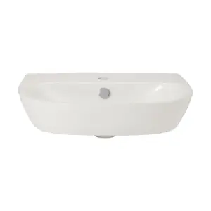 GoodHome Malo Gloss White Oval Full pedestal Basin (H)79cm (W)54.5cm