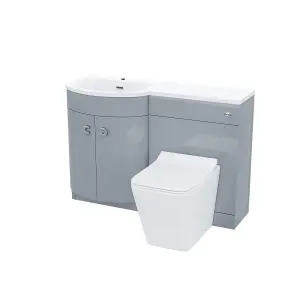 Nes Home Left Hand 1100mm Vanity Basin Unit & Elora Back To Wall Toilet Grey