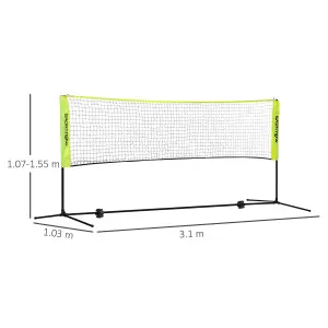 SPORTNOW 3m Badminton Net, Adjustable Sports Net for Tennis, Volleyball