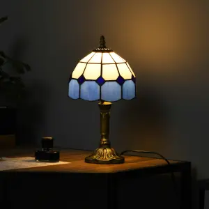 HOMCOM Antique Table Lamp, for Bedroom Bedside, Bulb not Included, Blue