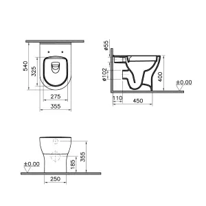 Vitra Koa White Round Floor-mounted Bidet, tap & toilet set