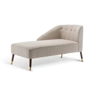 Left Hand Chaise Lounge in Beige Linen Fabric