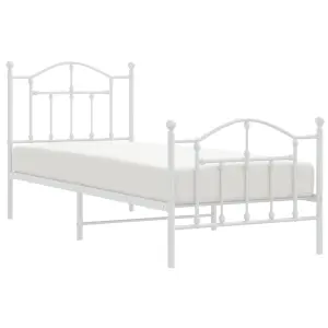 Berkfield Metal Bed Frame with Headboard and Footboard White 90x200 cm