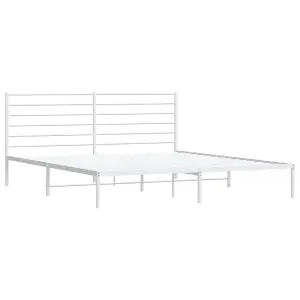 Berkfield Metal Bed Frame with Headboard White 183x213 cm