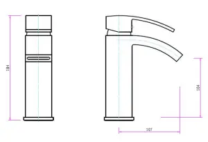 Keenware KBT-538 Belgravia II XL Square Curved Basin Tap: Chrome