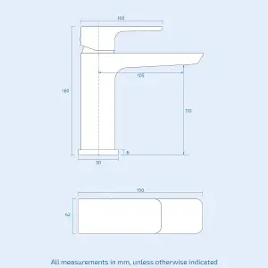 Nes Home Kenson Luxury Modern Bathroom Basin Sink Mono Mixer Single Lever Tap & Waste