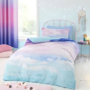 Catherine Lansfield Bedding Ombre Rainbow Clouds Duvet Cover Set with Pillowcases Pastel