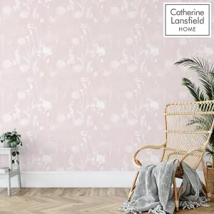 Catherine Lansfield Blush Floral Pearl effect Embossed Wallpaper