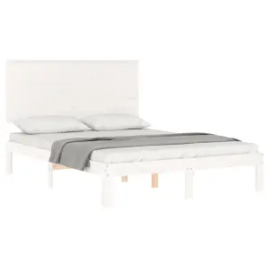 Berkfield Bed Frame with Headboard White 140x200 cm Solid Wood