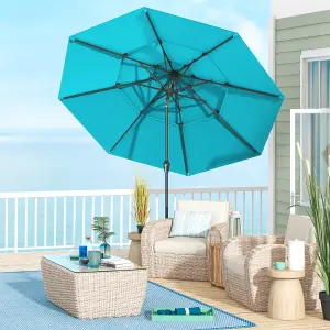 Costway 296cm 3 Tier Outdoor Umbrella Auto-tilt Patio Umbrella W/ Double Vented