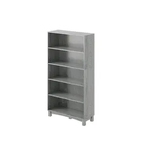 URBNLIVING 150cm Height Ash Grey 5 Tier Wide Wooden Bookcase Shelf Storage Display Shelving Unit