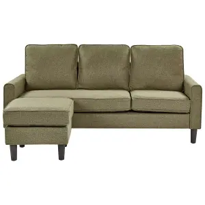 3 Seater Fabric Sofa with Ottoman Green AVESTA