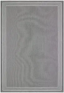 Bordered Black Modern Easy To Clean Dining Room Rug-160cm x 230cm