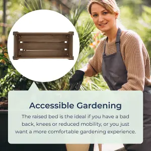 Raised Rectangular Natural Wooden Garden Flowers Vegetables Planter