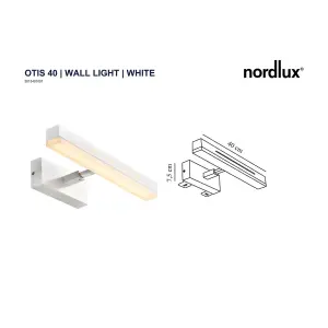 Nordlux Otis 40 Bathroom Shower Room Wall Light in White 40cm Width