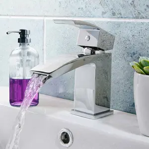 Nes Home Waterfall Bathroom Single Lever Cloakroom Basin Mono Mixer Tap with Waste