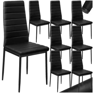 Dining Chairs - high backrest, padded, synthetic leather  - black