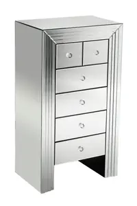 Interiors by Premier 6 Drawers Mirrored Chest, Modern chest of drawers, Spacious Storage Chest For Living Room, Drawer Chest