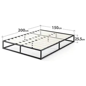 Dekker Minimal Metal Bed - 25 cm High Black / European Double (140 x 200cm)