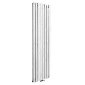 Nes Home 1800 x 480 mm Central Connection Vertical Designer Radiator White Double Oval Tube