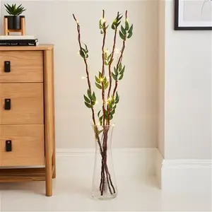 Dunelm Leaf Twig Lights, Modern, Green, Wood