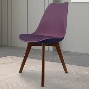 Soho Aubergine Plastic Dining Chair with Squared Dark Wood Legs