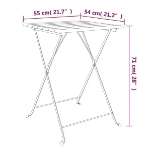 Berkfield Folding Bistro Table 55x54x71 cm Solid Wood Acacia and Steel