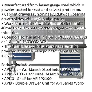 2.1m Complete Industrial Workstation with Cabinet Set for Efficient Garage Storage