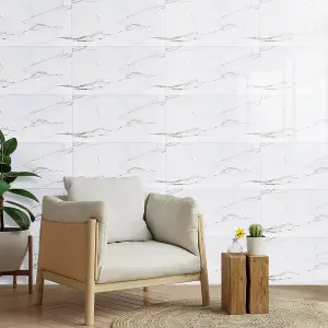 Tile Stickers Marble Adhesive Tile Art Wall Decal Sticker for Kitchen Bathroom Home Decor H 60 x W 30 x T 0.2cm