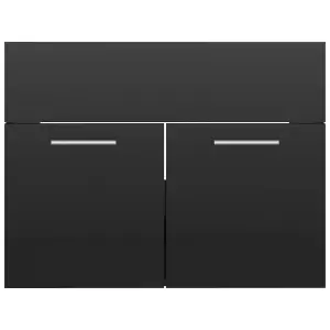 Berkfield 2 Piece Bathroom Furniture Set High Gloss Black Engineered Wood