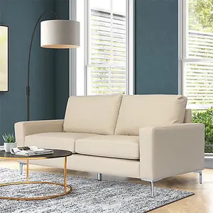 Baltic Faux Leather 3 Seater Sofa In Ivory