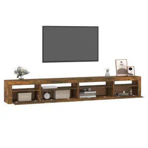 Berkfield TV Cabinet with LED Lights Smoked Oak 270x35x40 cm