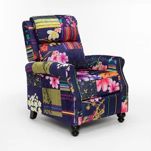 Fabric Purple Patchwork Mary Manual Recliner Chair