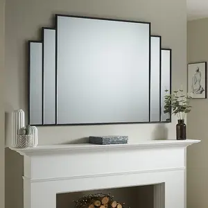 Overmantle Mirror Charleston Handcrafted Rectangular Shape with Black Frame- H 80cmxW 120cm Hung Above a Fireplace,Dressing Table